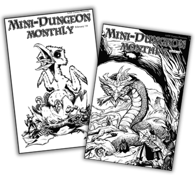 Images of both Issues #1 and #2 of Mini-Dungeon Monthly